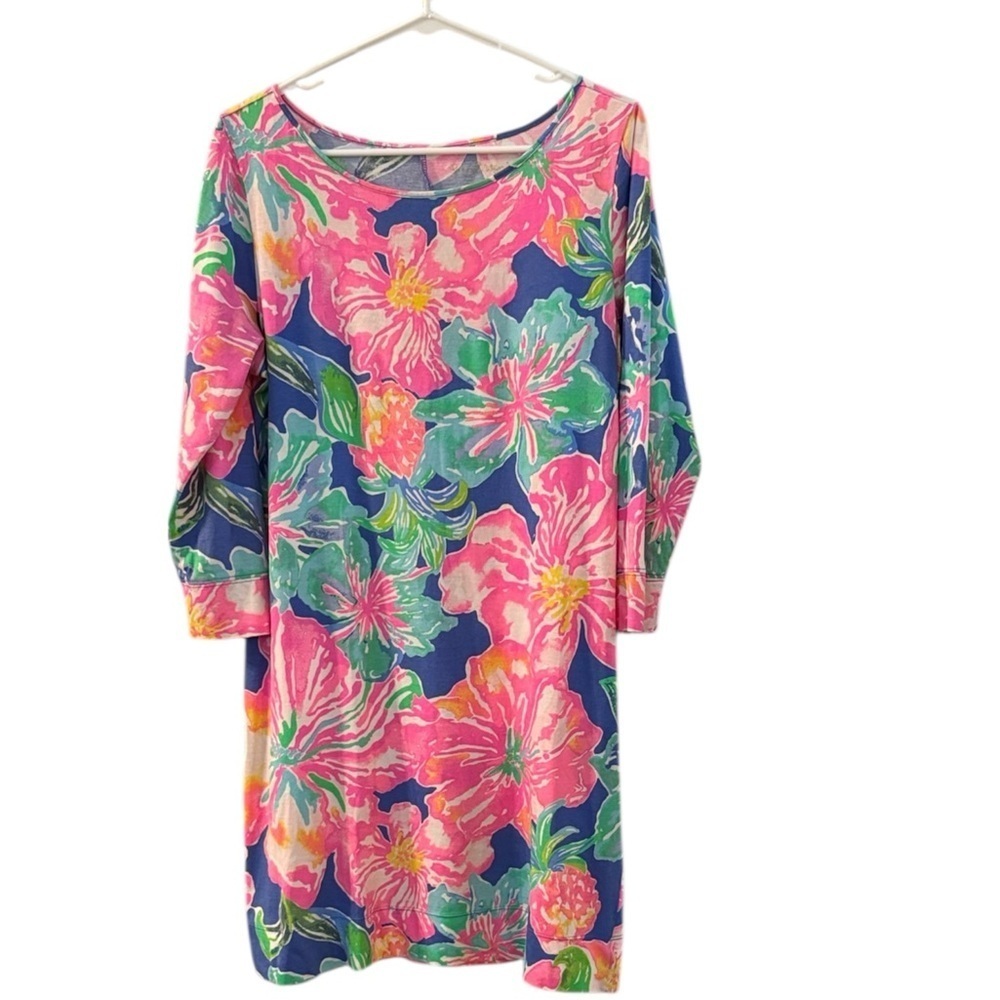 Lilly Pulitzer Women's Marlowe Pullover Dress Beckon Blue Jungle Utopia Size L